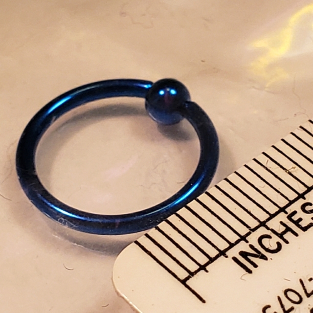 NWOT, 16g, Royal Blue, Unisex, BCR Ball Captive Hoop Earring